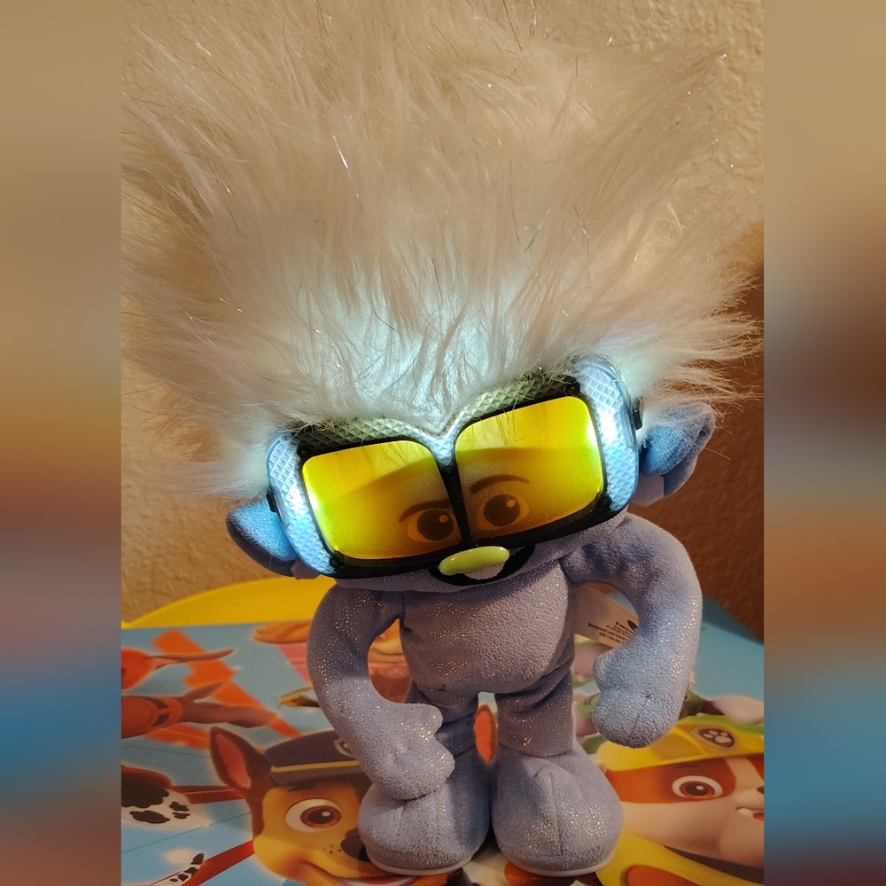 DreamWorks Branch Plush — Light Blue Body with White Hair and Yellow Goggles